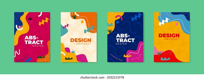 Four Colorful Abstract Pattern Flyer Template Package
