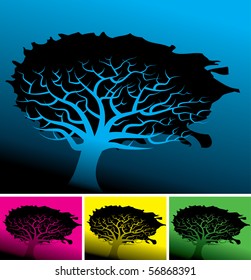Four colorful abstract tree backgrounds