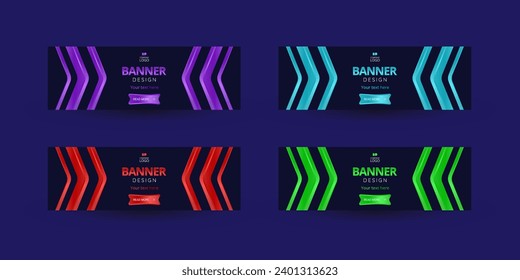 Four colorful arrows abstract banners with CTA buttons: Read more.