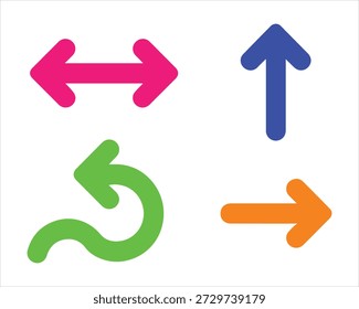 Cuatro flechas de colores que apuntan en diferentes direcciones
