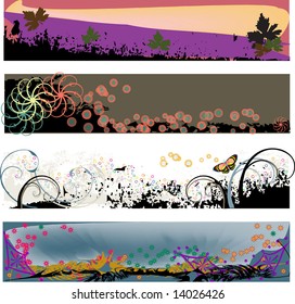 Four colorful banner headers perfect for blogs with a grungy modern look.