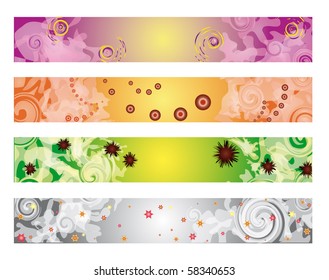 Four colorful banners