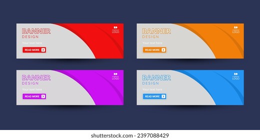 Four colorful banners with CTA buttons: Read more.