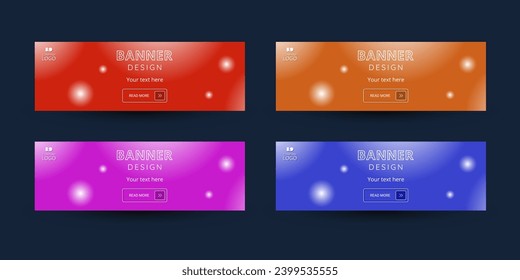 Four colorful banners design with CTA buttons: Read more.