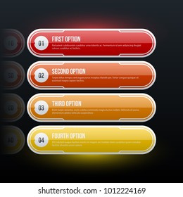 Four colorful banners in glossy style on black background