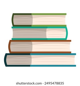 Four colorful books are lying in a stack, symbolizing learning and studying