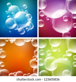 Four colorful Bubbles Designs set