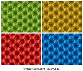 Four colorful button-tufted leather backgrounds. Vector illustration.