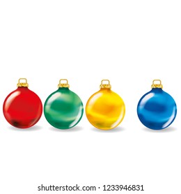 Four colorful christmas balls