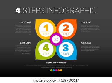 Four colorful circle pointers steps process infographic
