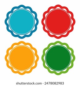 Four colorful circles with a white border on a white background