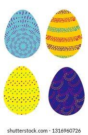 Four colorful decorative easter eggs to celebrate holiday