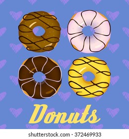 Four colorful donuts illustration
