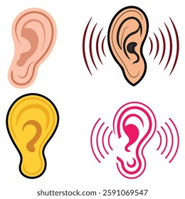 Four Colorful Ears Responding to Sound Waves