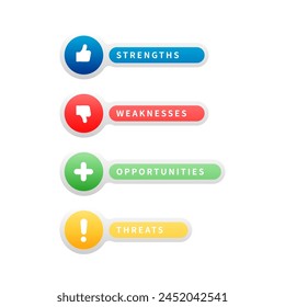 Four colorful elements Concept of SWOT-analysis template or strategic planning technique design template.