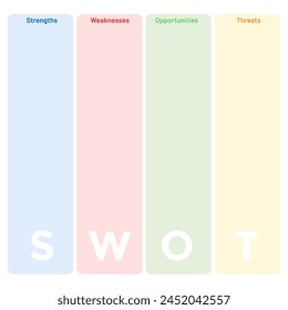 Four colorful elements Concept of SWOT-analysis template or strategic planning technique design template.