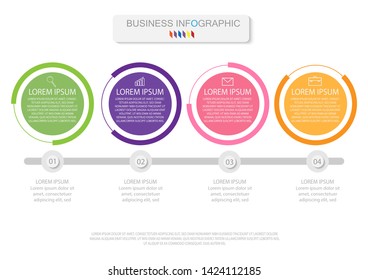 Four colorful elements with linear icons, options or processes. Can be used for timeline,Vector business.