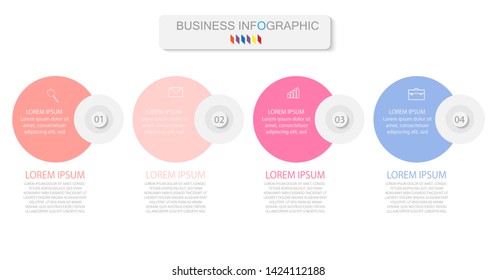 Four colorful elements with linear icons, options or processes. Can be used for timeline,Vector business.