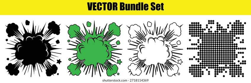 Four colorful explosion effects Bundle Set