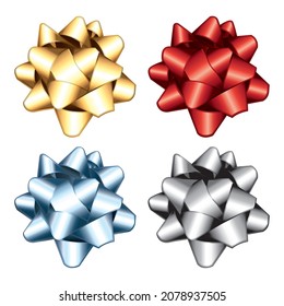 Four colorful festive bows. Vector icons set.