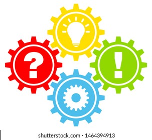 Four Colorful Gears Question Work Idea And Answer
