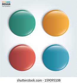 Four colorful glossy badge. vector