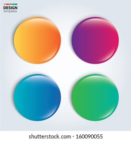 Four colorful glossy badge. vector