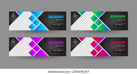 Four colorful gradient banners with CTA buttons: Read more.