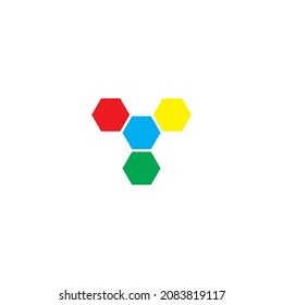 
four colorful hexagons simple symbol logo vector