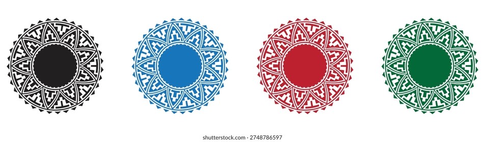 Four colorful iris eye close-ups with abstract patterns for medical and design concepts