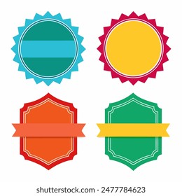 Four colorful labels with ribbons on white background