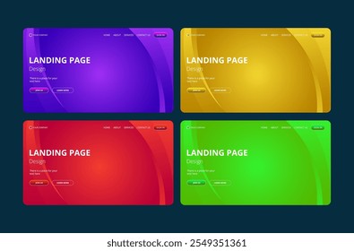 Four colorful landing page design.