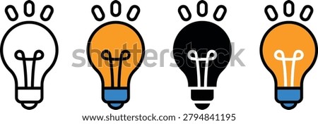 Four colorful light bulb icons with thought bubbles floating up idea concept