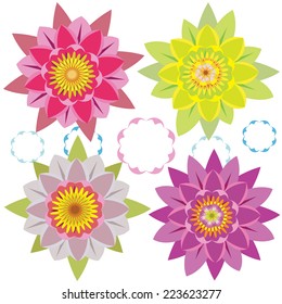 four colorful lotus for design vector