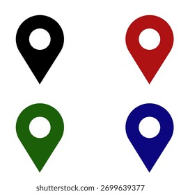 Four colorful map location pin icons set