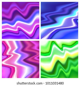 four colorful marble striped texture. Abstract bright color splash background. Vector illustration, Great design element for congratulation cards, banners and others
