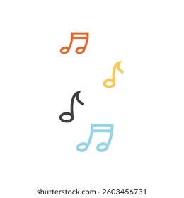 Four colorful musical notes on a white background.