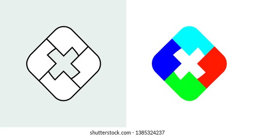 four colorful overlapping commas and its lines simple vector design