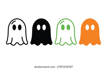 Four colorful pac-man ghost characters standing in a row