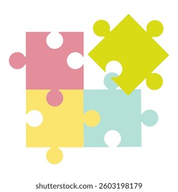 four colorful puzzles in vector on white background