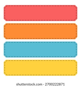 Four Colorful Rectangular Banners with Stitched Borders Illustration