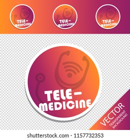 Four Colorful Round Retro Hipster Buttons Telemedicine - Colorful Vector Illustration - Isolated On Transparent Background