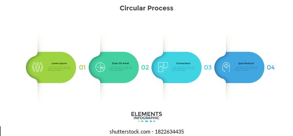 Four colorful rounded elements  Concept 4 successive steps business project development process  Minimal infographic design template  Modern flat vector illustration for data visualization 