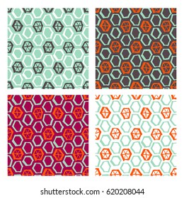 Four colorful seamless abstract pattern. Easy repaint and change.
