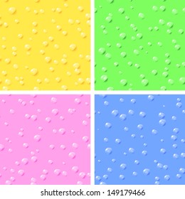 Four colorful seamless background with drops of water