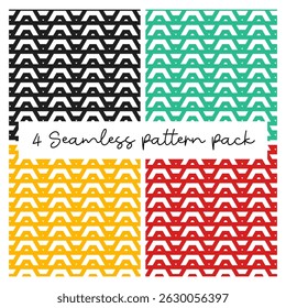 Four colorful seamless patterns with geometric shapes