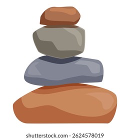 Four colorful smooth river stones balancing on top of each other creating a serene and meditative atmosphere
