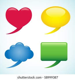 Four colorful speech bubbles.