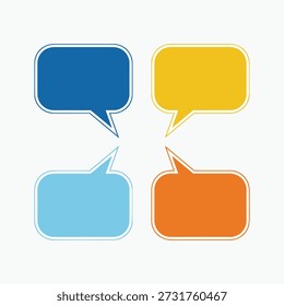 Four colorful speech bubbles arranged in a square representing communication