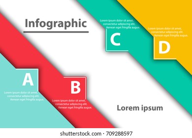 Four Colorful square stripes with drop shadow on white background for presentation cover poster vector design infographic illustration concept